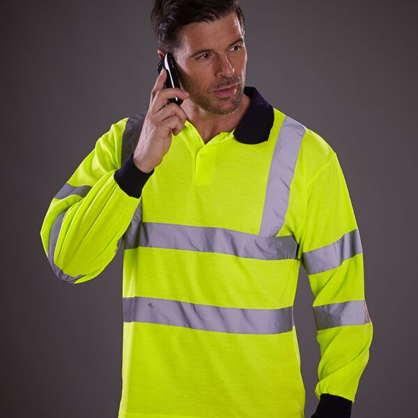 Yoko Yoko Hi-Vis Long Sleeve Polo Shirt MWYK016 Yoko Hi-Vis Long Sleeve Polo Shirt Thumbnail
