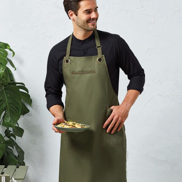 Premier Barley' contrast stitch sustainable bib apron MWPR121 Barley' contrast stitch sustainable bib apron Thumbnail