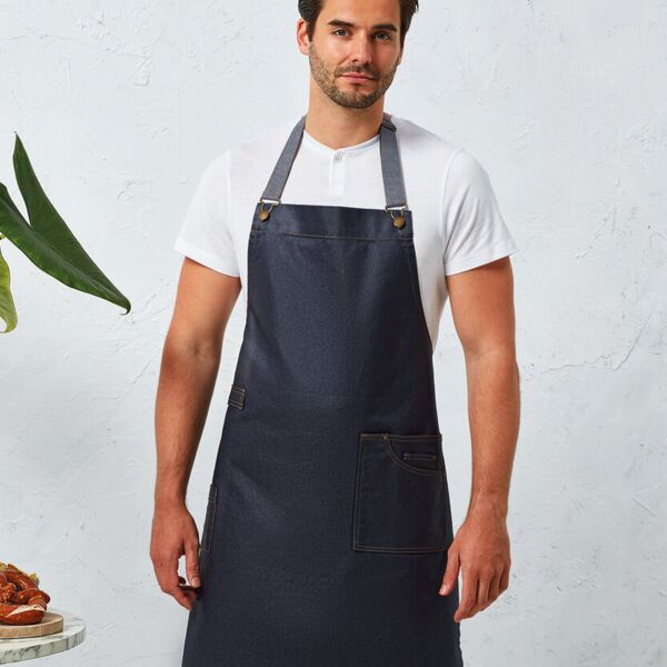 Premier District waxed-look denim bib apron MWPR134 District waxed-look denim bib apron Thumbnail